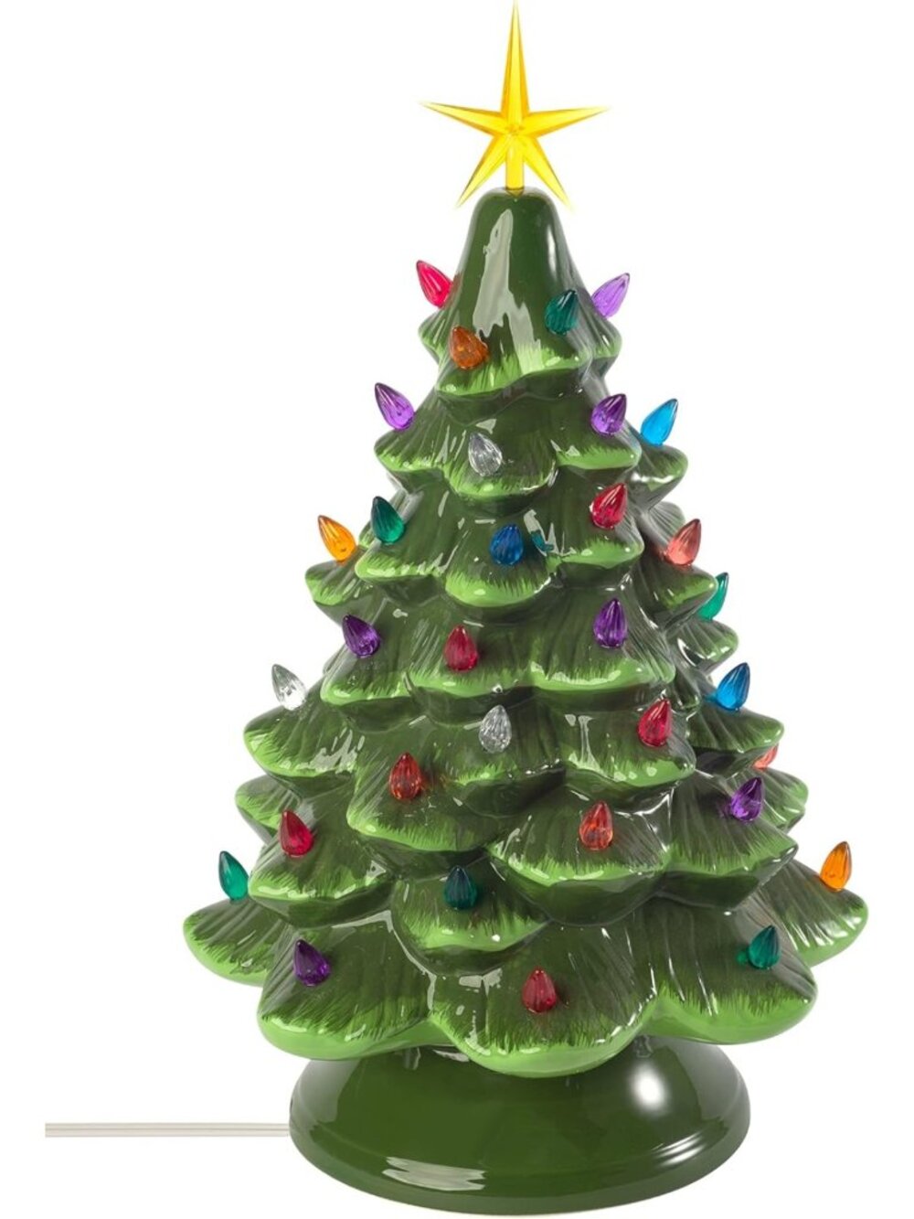 Creative Hobbies Classic Ceramic Christmas Tree - 15.5" Vintage Green Tree with